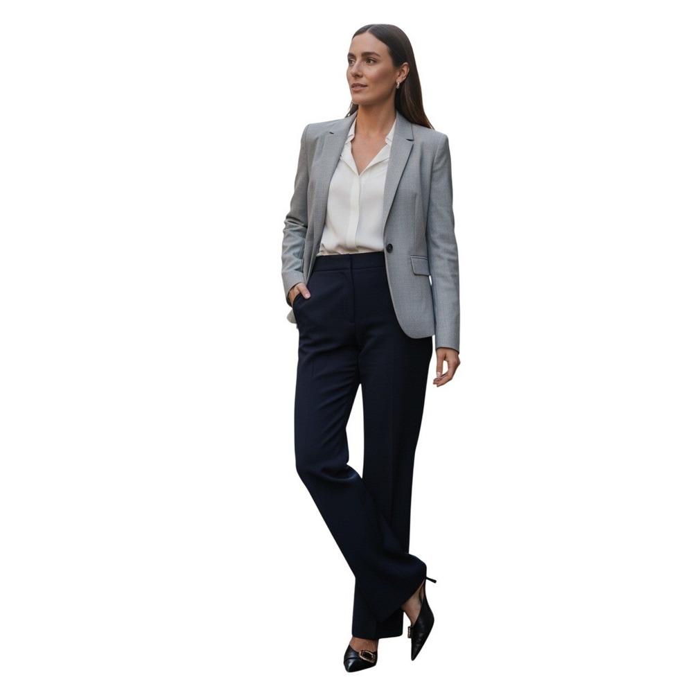Classiques Entier Tailored Fit Gray 100% Wool  Blazer Suit Sz 6 NWOT $298 Office
